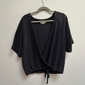 Madewell Drapey Ottoman Jacquard faux wrap top